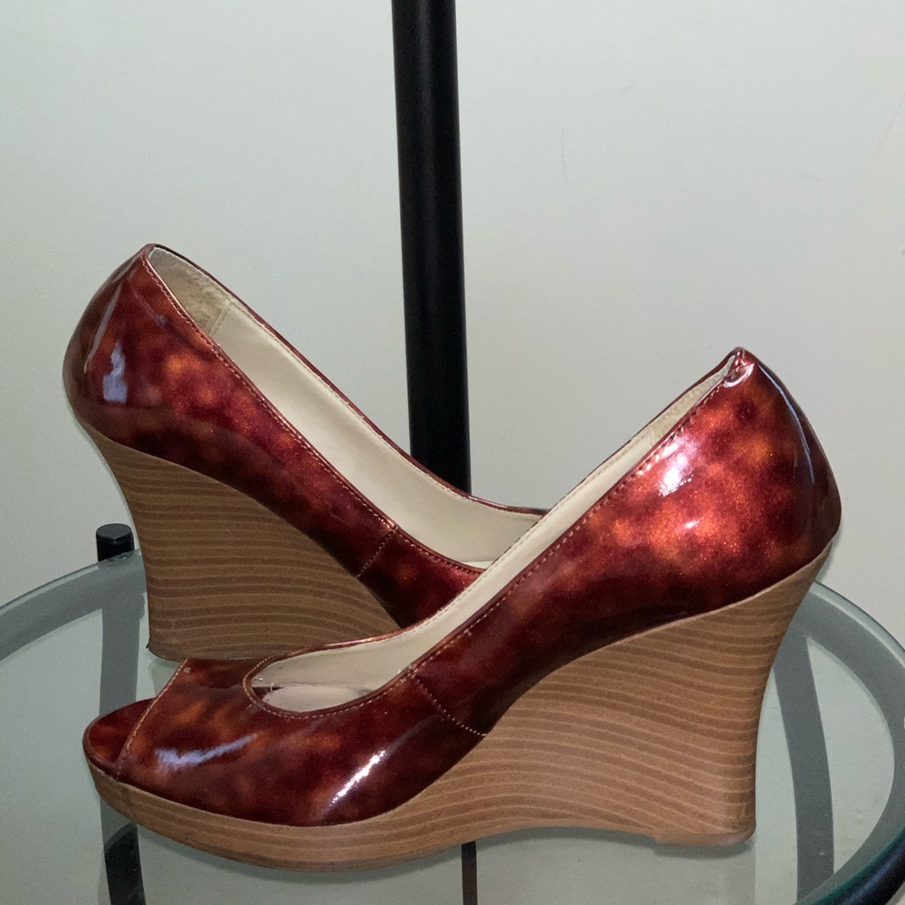 Peep toe wedge sandals